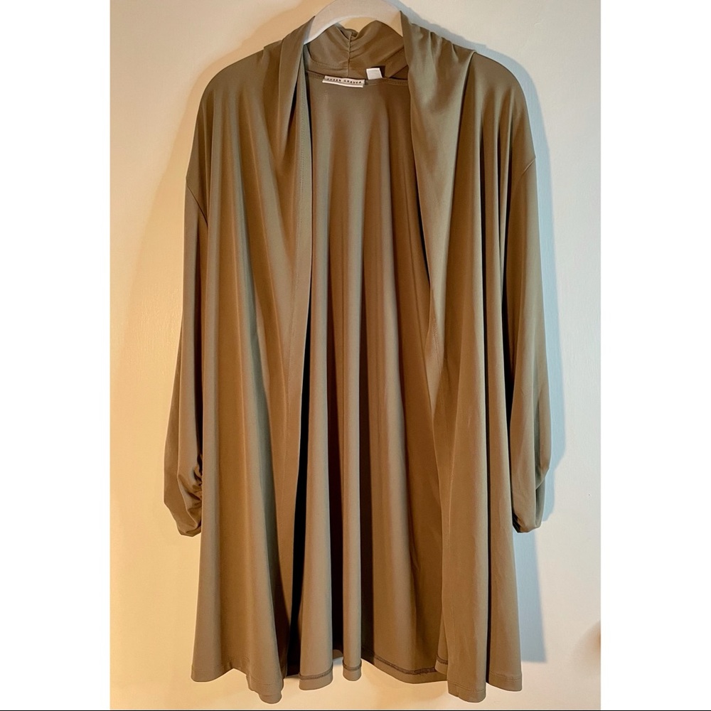 Susan Graver Liquid Knit Roll Tab Sleeve Cardigan